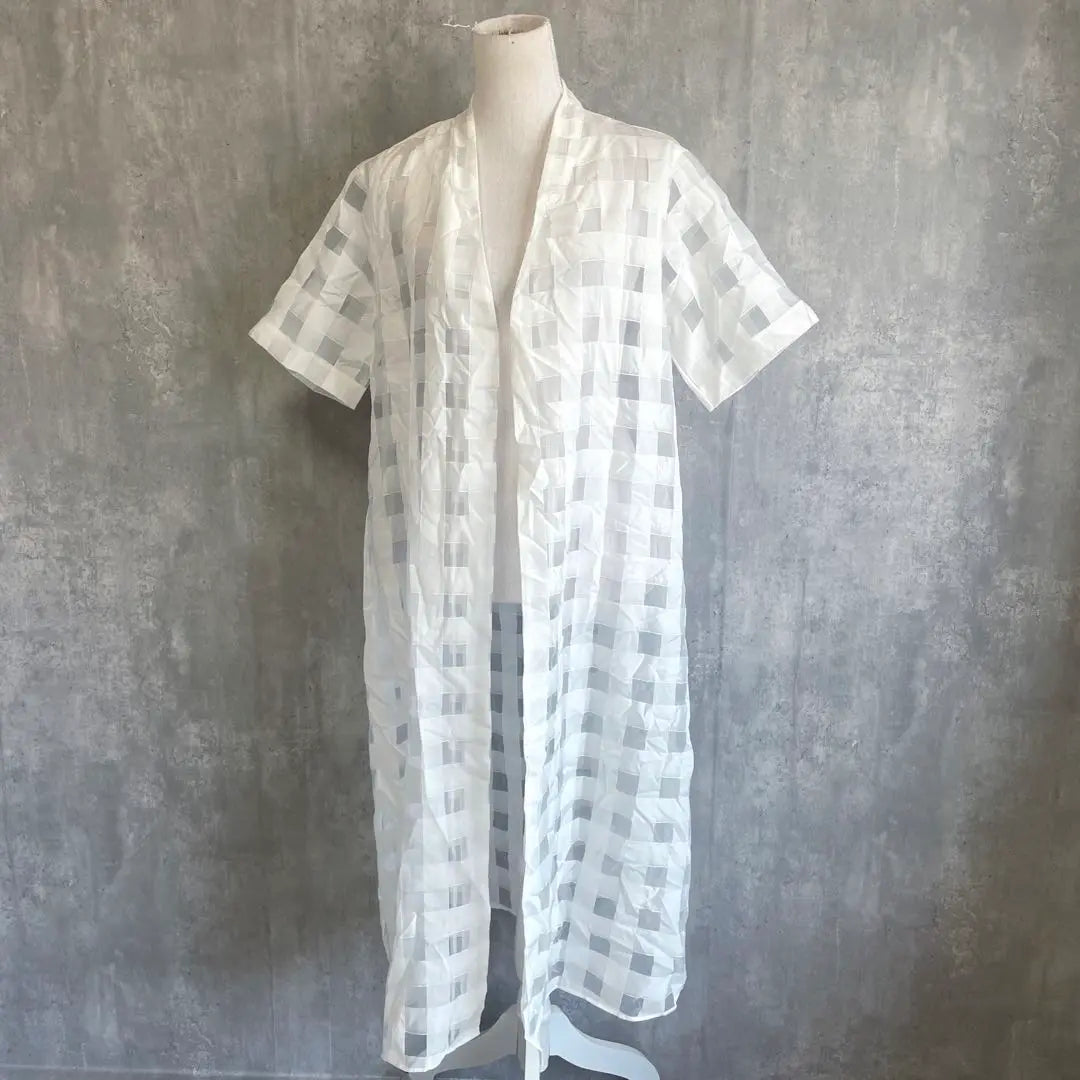 Sense of Place Sheer Check Long Haori Dress Cardigan