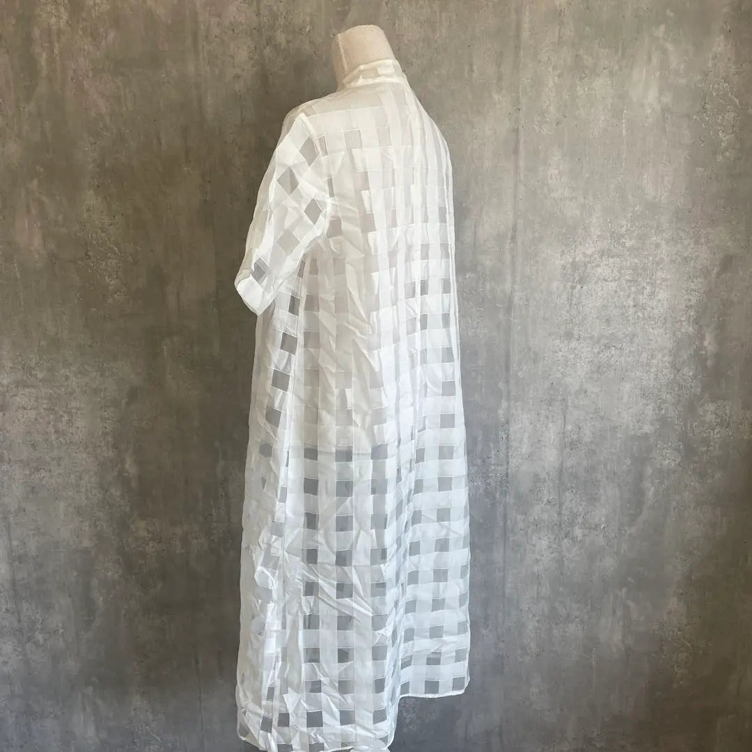 Sense of Place Sheer Check Long Haori Dress Cardigan