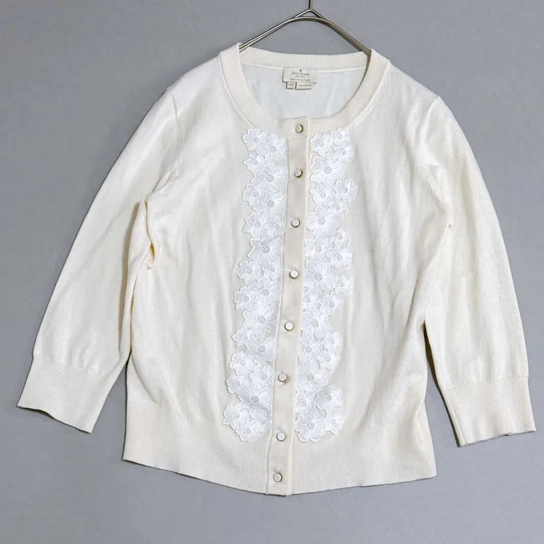 Kate Spade New York Floral Embroidered Cardigan Long Sleeve Lace Snap Button