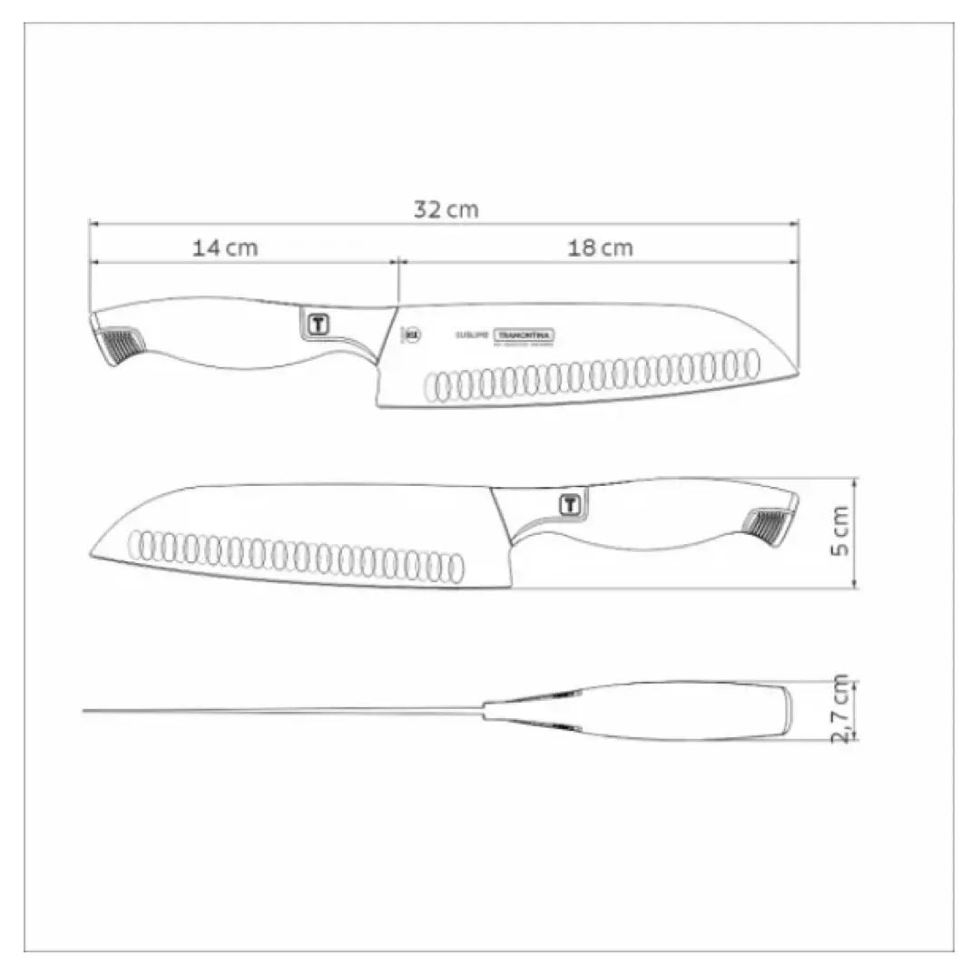 [New] TRAMONTINA Santoku Knife Slime 7.5 inch All Stainless Steel