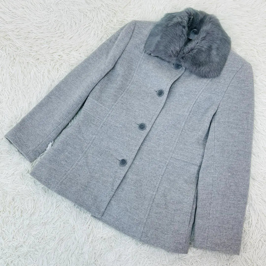 Chaqueta de abrigo de lana de angora de alta calidad con piel de conejo elegante