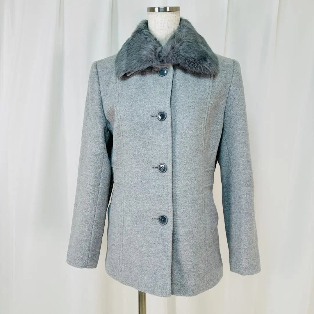 Chaqueta de abrigo de lana de angora de alta calidad con piel de conejo elegante