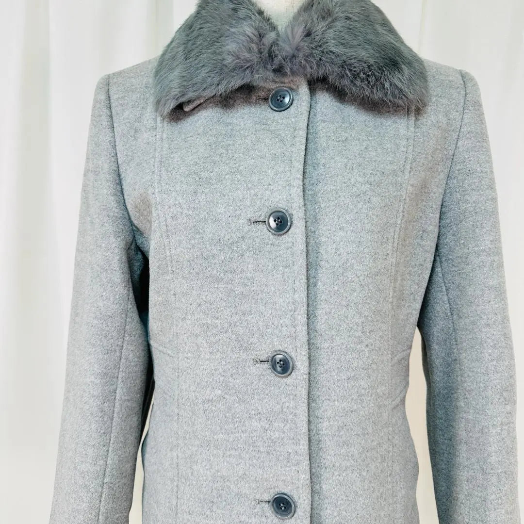 Chaqueta de abrigo de lana de angora de alta calidad con piel de conejo elegante