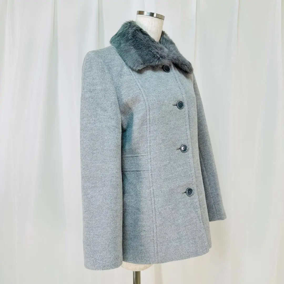 Chaqueta de abrigo de lana de angora de alta calidad con piel de conejo elegante