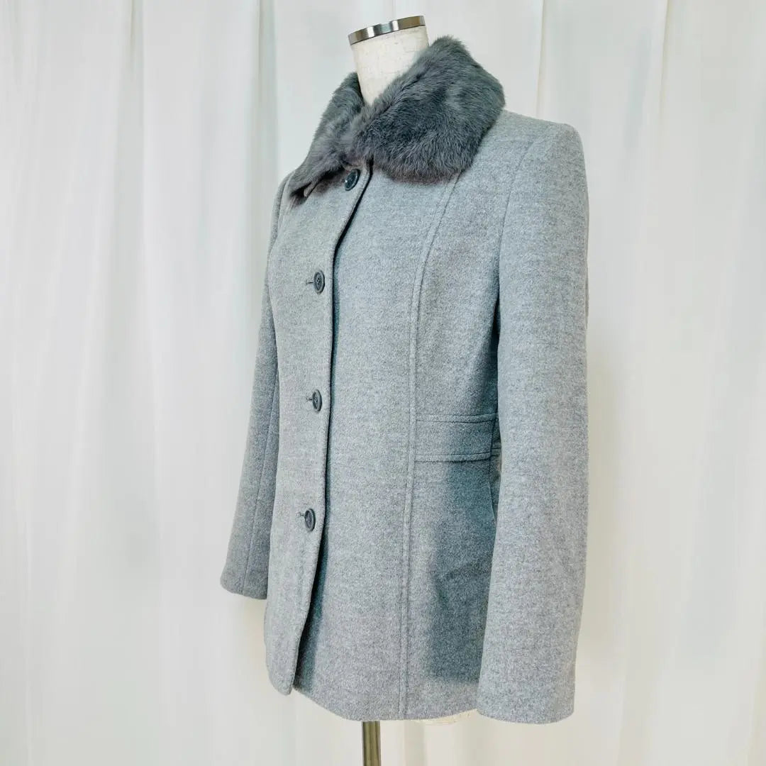 Chaqueta de abrigo de lana de angora de alta calidad con piel de conejo elegante