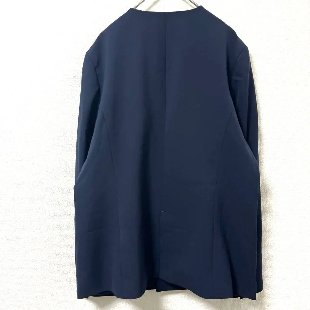 Opaque Dot Clip Collarless Jacket Navy Size 40 Large