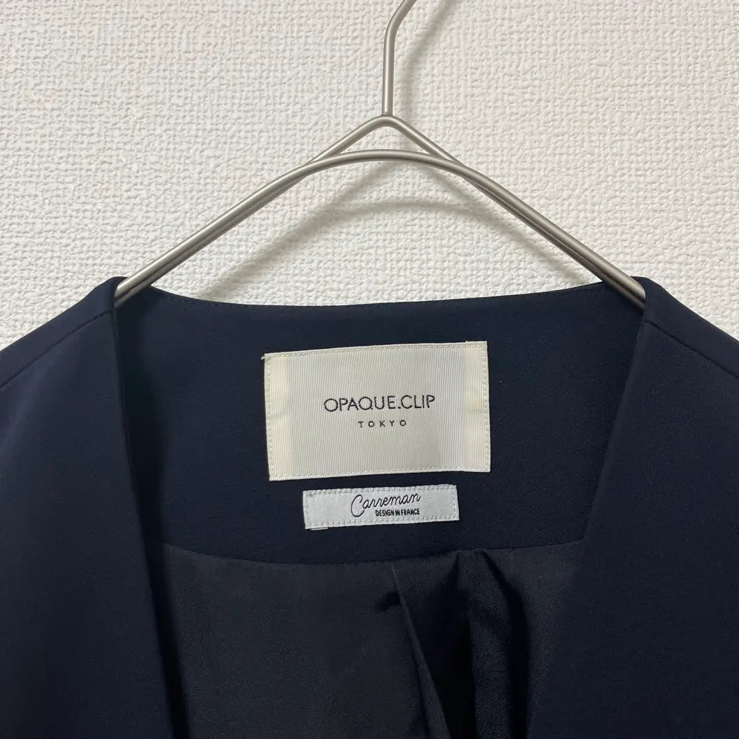 Opaque Dot Clip Collarless Jacket Navy Size 40 Large