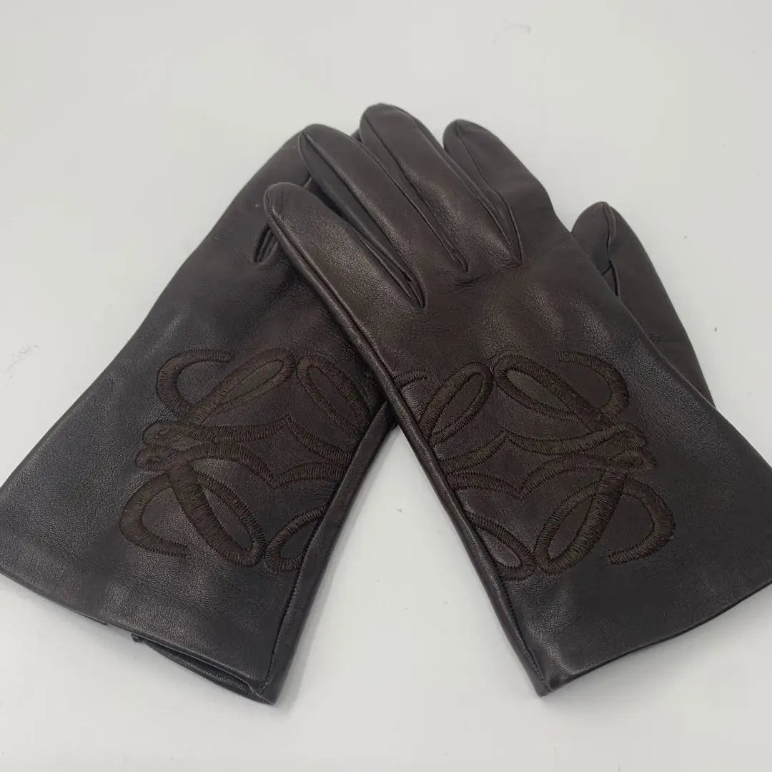 LOEWE Loewe Ladies Dark Brown Leather gloves