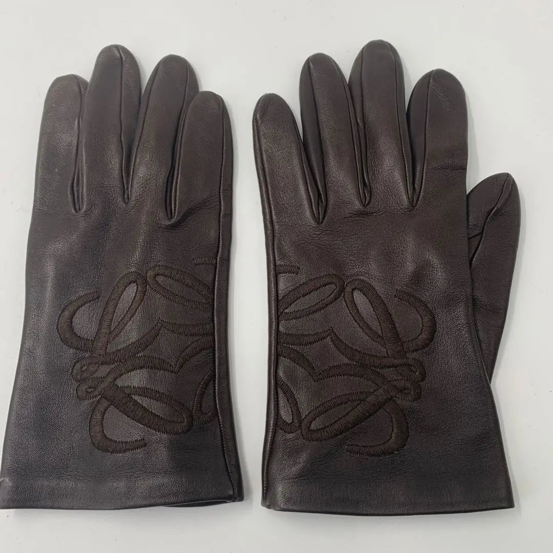 LOEWE Loewe Ladies Dark Brown Leather gloves