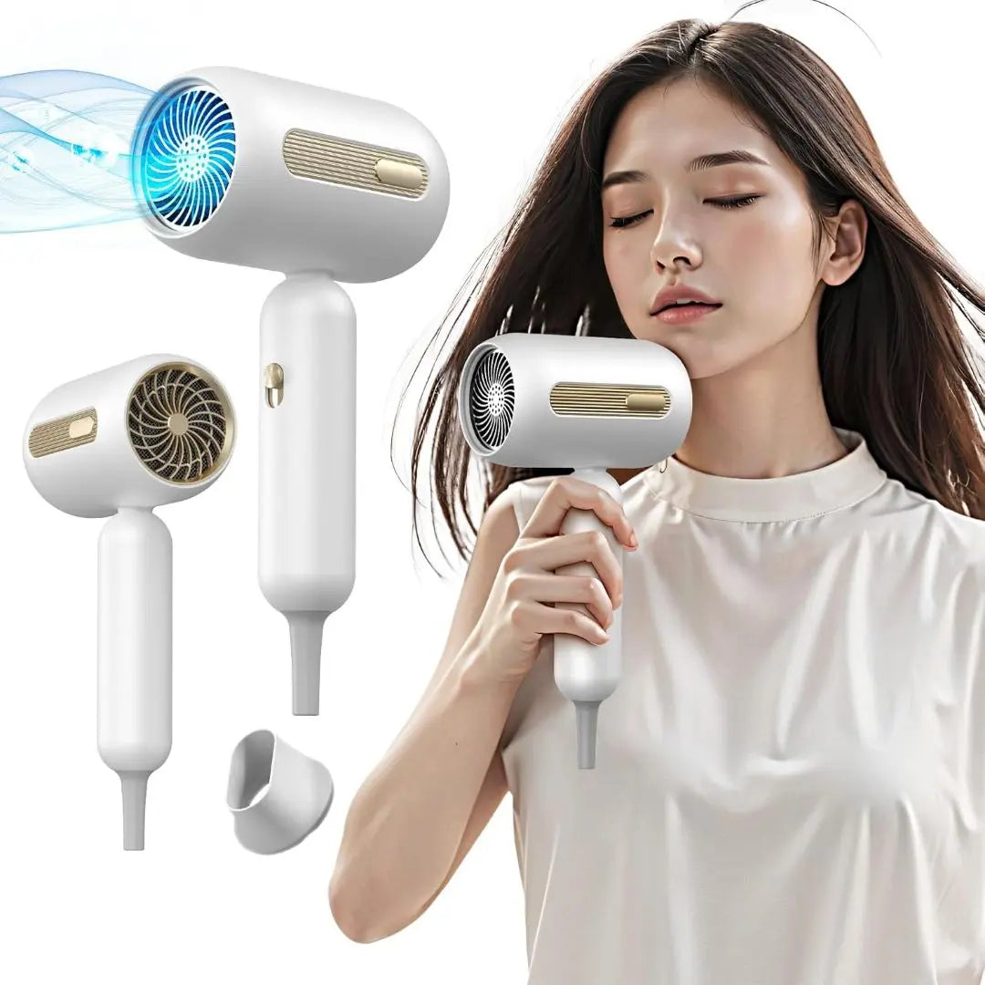 [Large air dryer✨] 1500W Super quick drying High concentration Negative ions Lightweight White