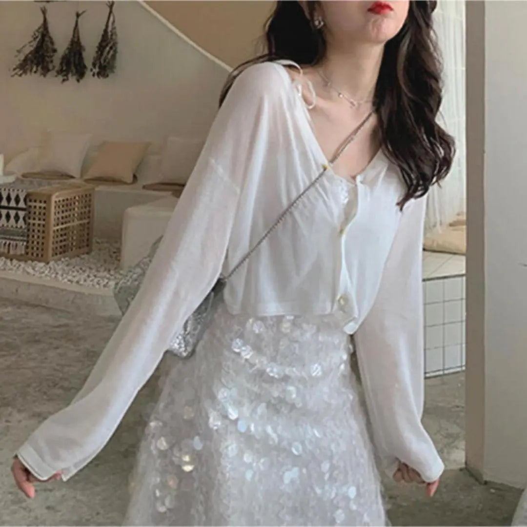 Spring/Summer New Arrivals Women's Tops Sun-Proof Clothes Korean Fashion Blouse White