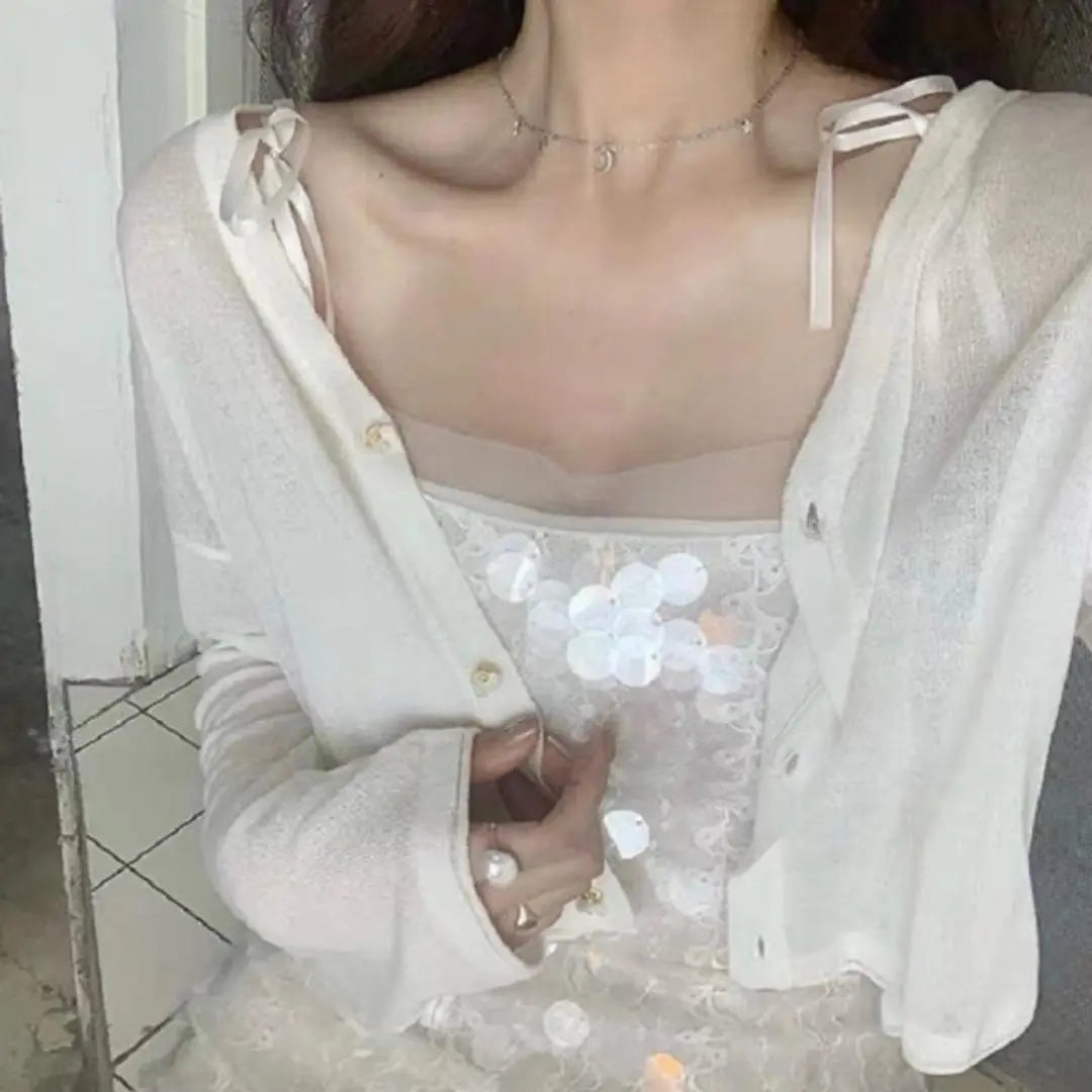 Spring/Summer New Arrivals Women's Tops Sun-Proof Clothes Korean Fashion Blouse White