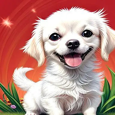 ♥Ilustración gráfica de imagen de perro, un arte [cachorro blanco]/póster de arte A4