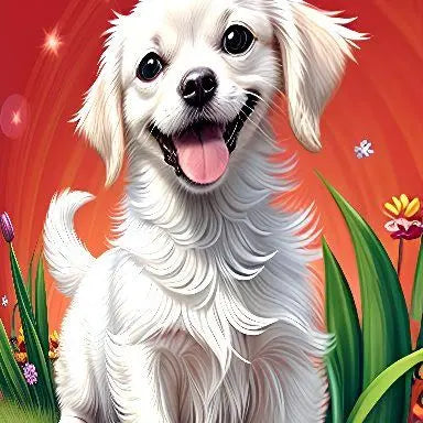 ♥Dog Picture One Art [White Puppy] Illustration Graphics/A4 Art Poster