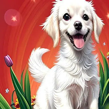 ♥Dog Picture One Art [White Puppy] Illustration Graphics/A4 Art Poster