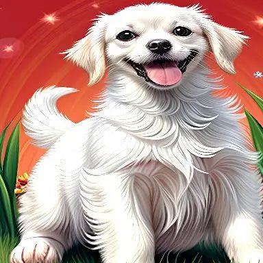 ♥Ilustración gráfica de imagen de perro, un arte [cachorro blanco]/póster de arte A4