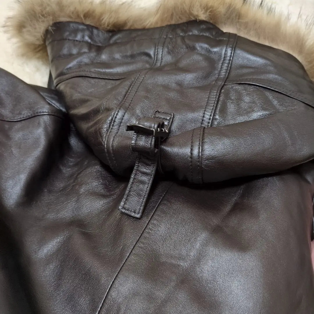 With tag L&B HOMME lamb leather down jacket quilted batting