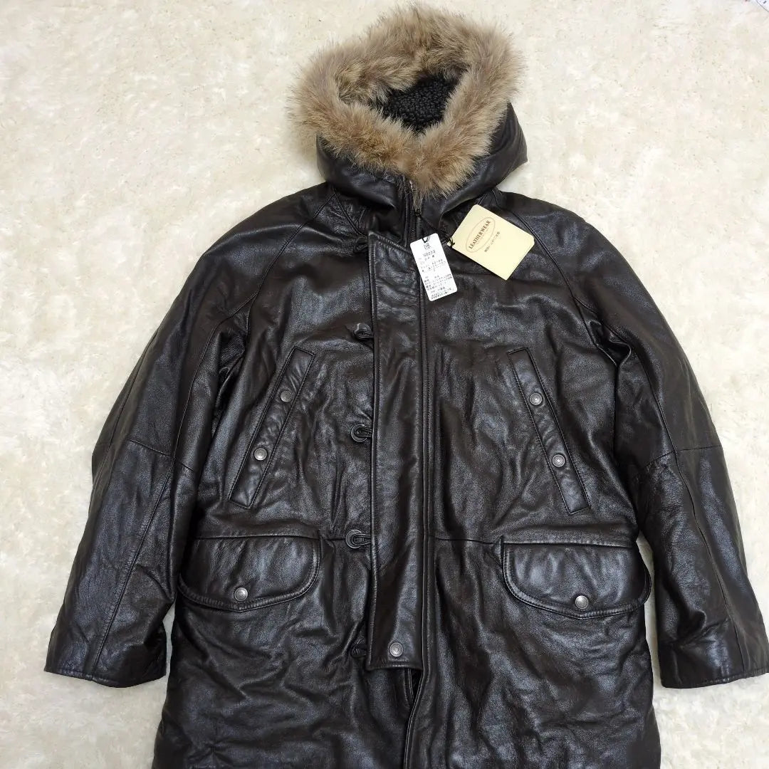 With tag L&B HOMME lamb leather down jacket quilted batting