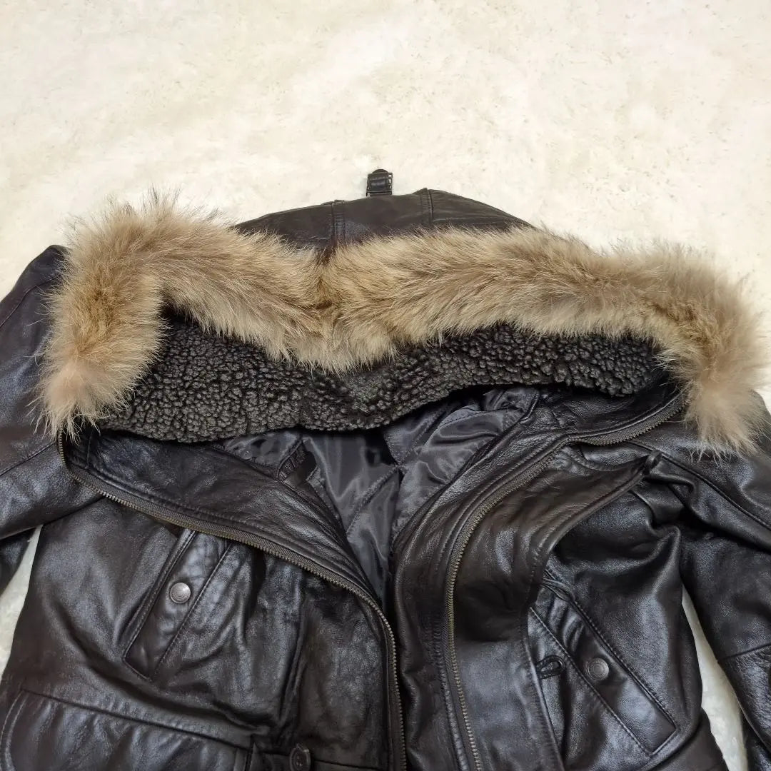 With tag L&B HOMME lamb leather down jacket quilted batting