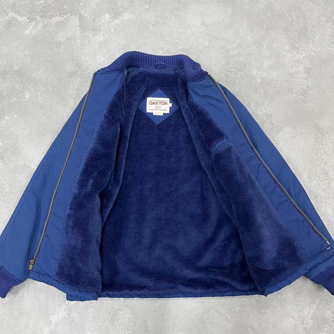 70s-80s OAKTON All Purpose Pharaoh Jacket Back Boa Navy Blue