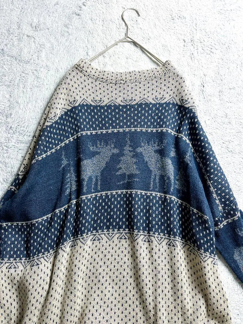 [45R] 45rpm 100% cotton reindeer pattern jacquard tunic knit