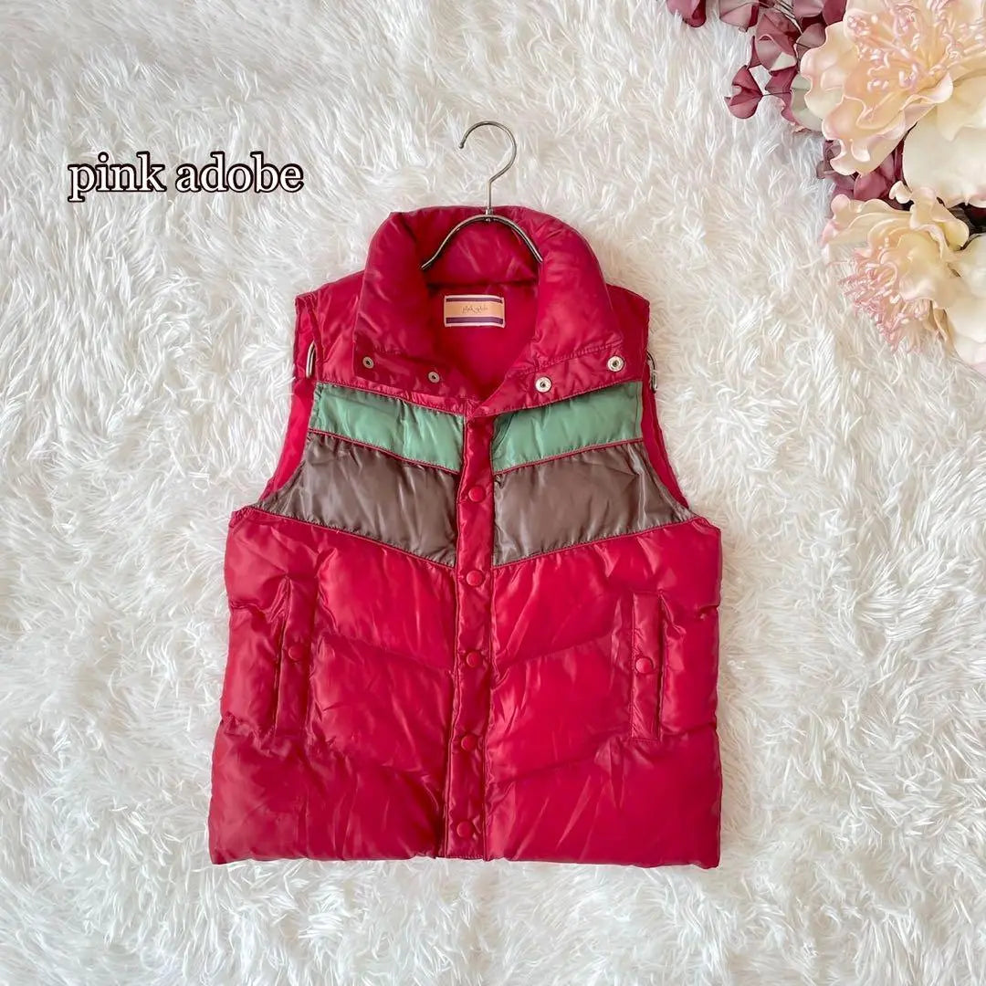 ⚫︎pink adobe padded vest jumper, red, flashy color, ladies