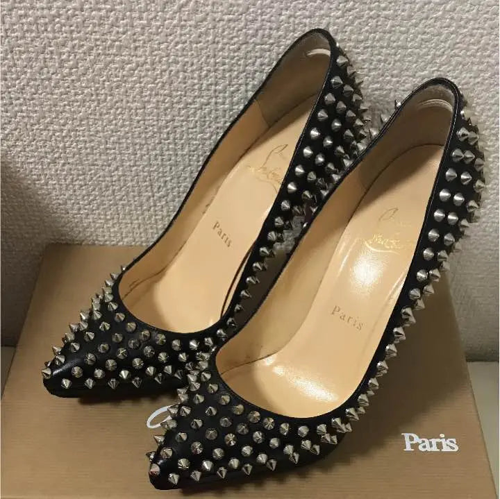 Christian Louboutin ♡ PIGALLE SPIKES Spikes Black x Silver 37