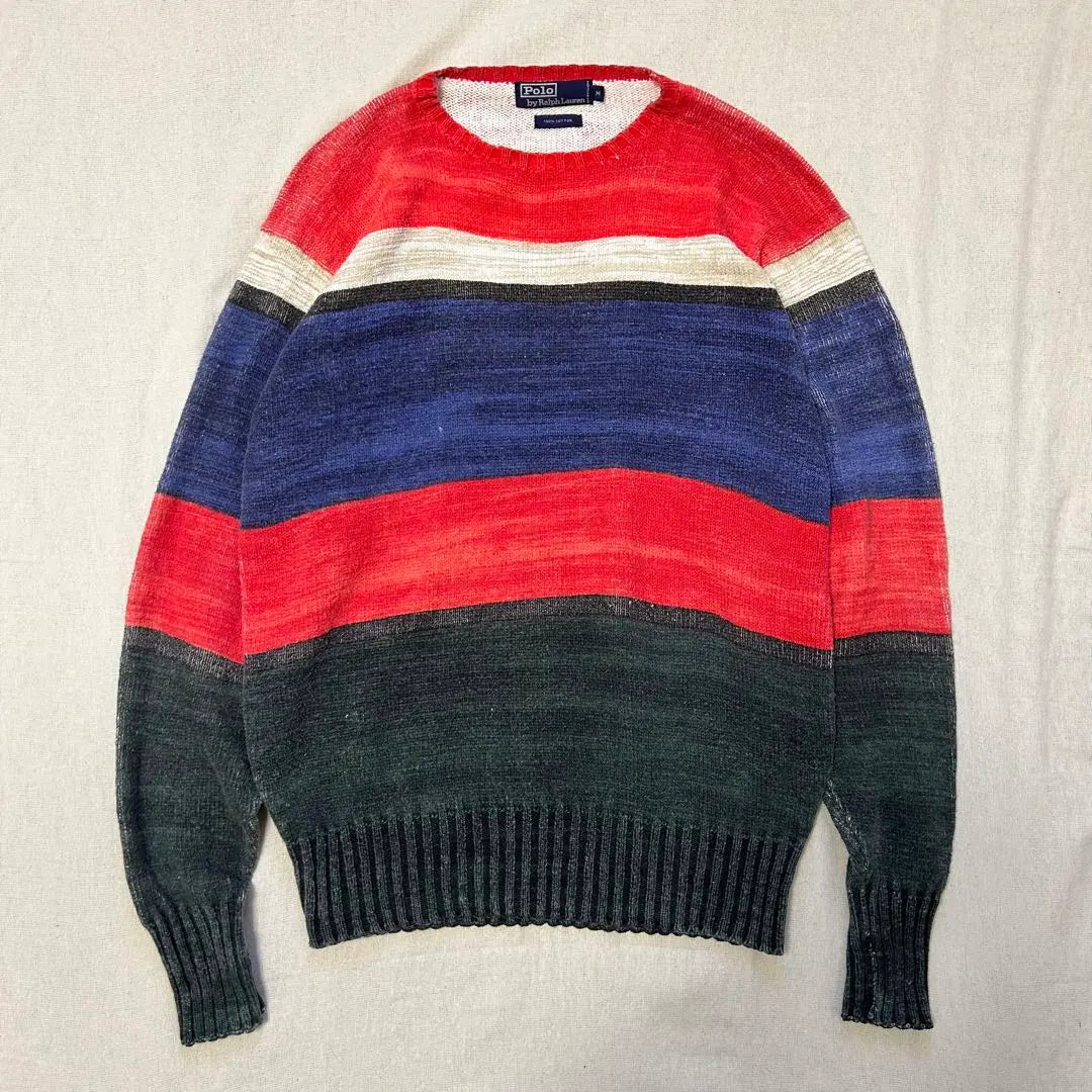 90s Polo Ralph Lauren Cotton Knit Hand Painted Border