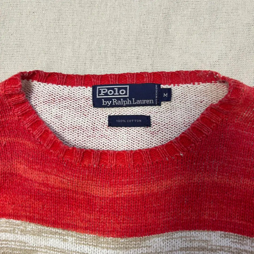 90s Polo Ralph Lauren Cotton Knit Hand Painted Border