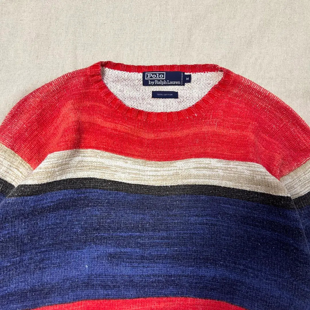 90s Polo Ralph Lauren Cotton Knit Hand Painted Border