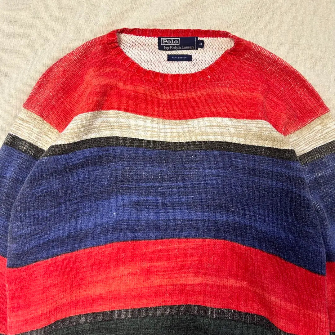 90s Polo Ralph Lauren Cotton Knit Hand Painted Border