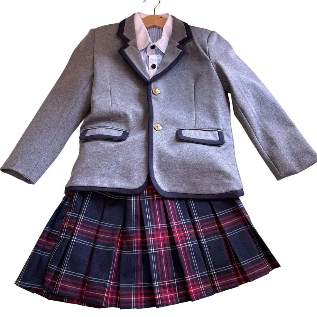 130cm Uniform, Red Check Skirt, 4-piece Set, Suit, Graduation Ceremony, Entrance Ceremony