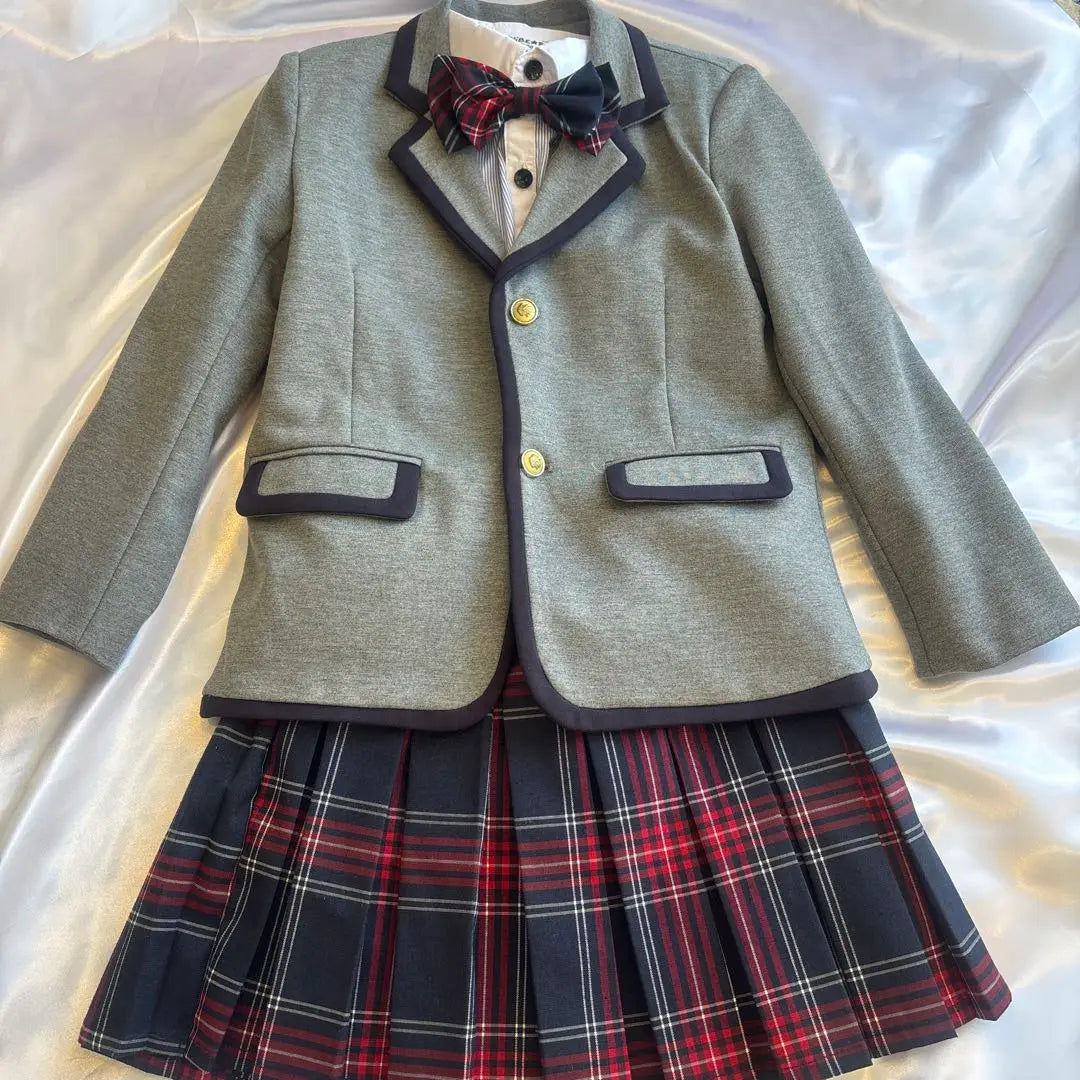 130cm Uniform, Red Check Skirt, 4-piece Set, Suit, Graduation Ceremony, Entrance Ceremony