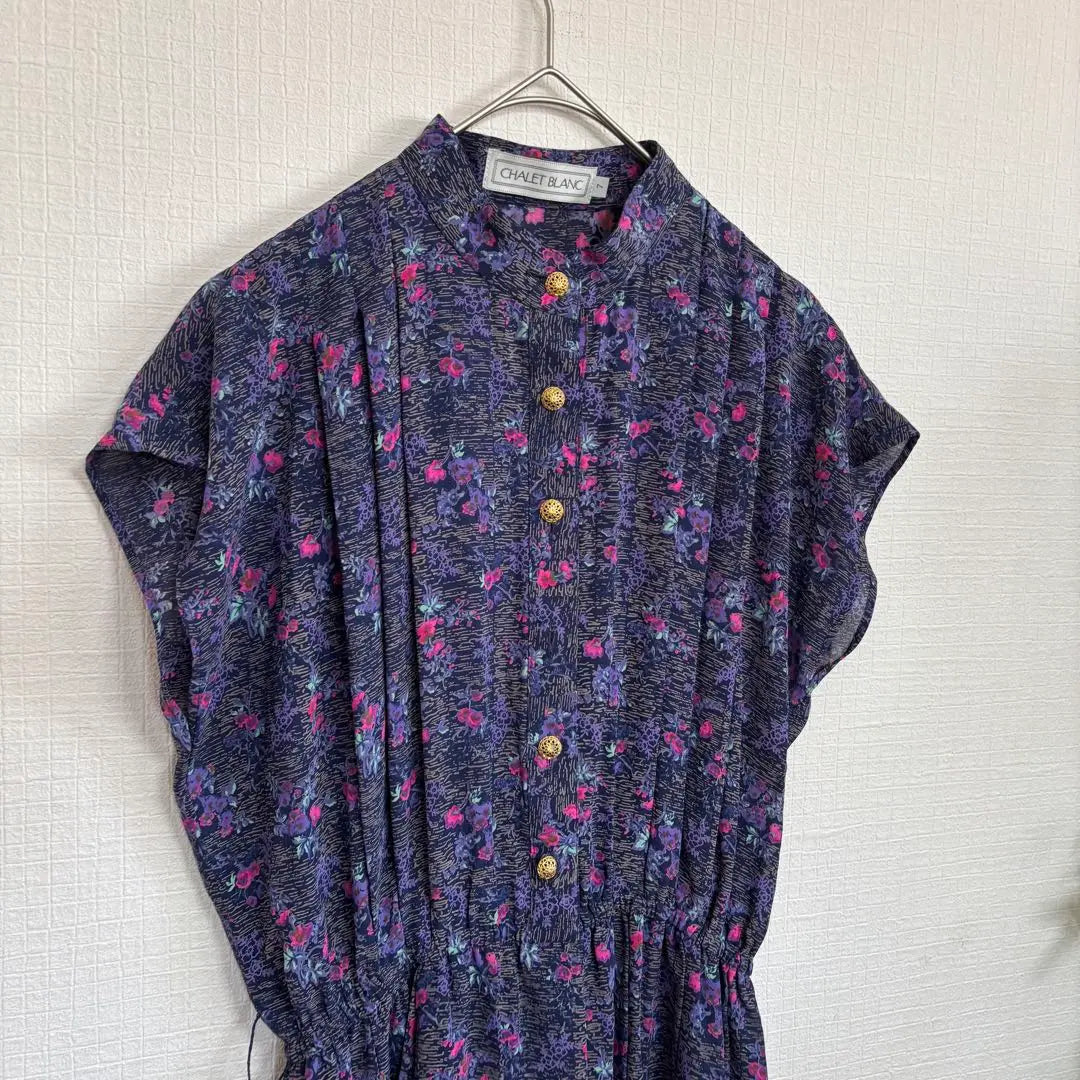 Chalet Blanc Floral French Sleeve Dress Purple S