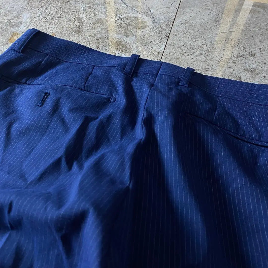 Suit slacks, blue striped, formal, tuck pants, formal wear