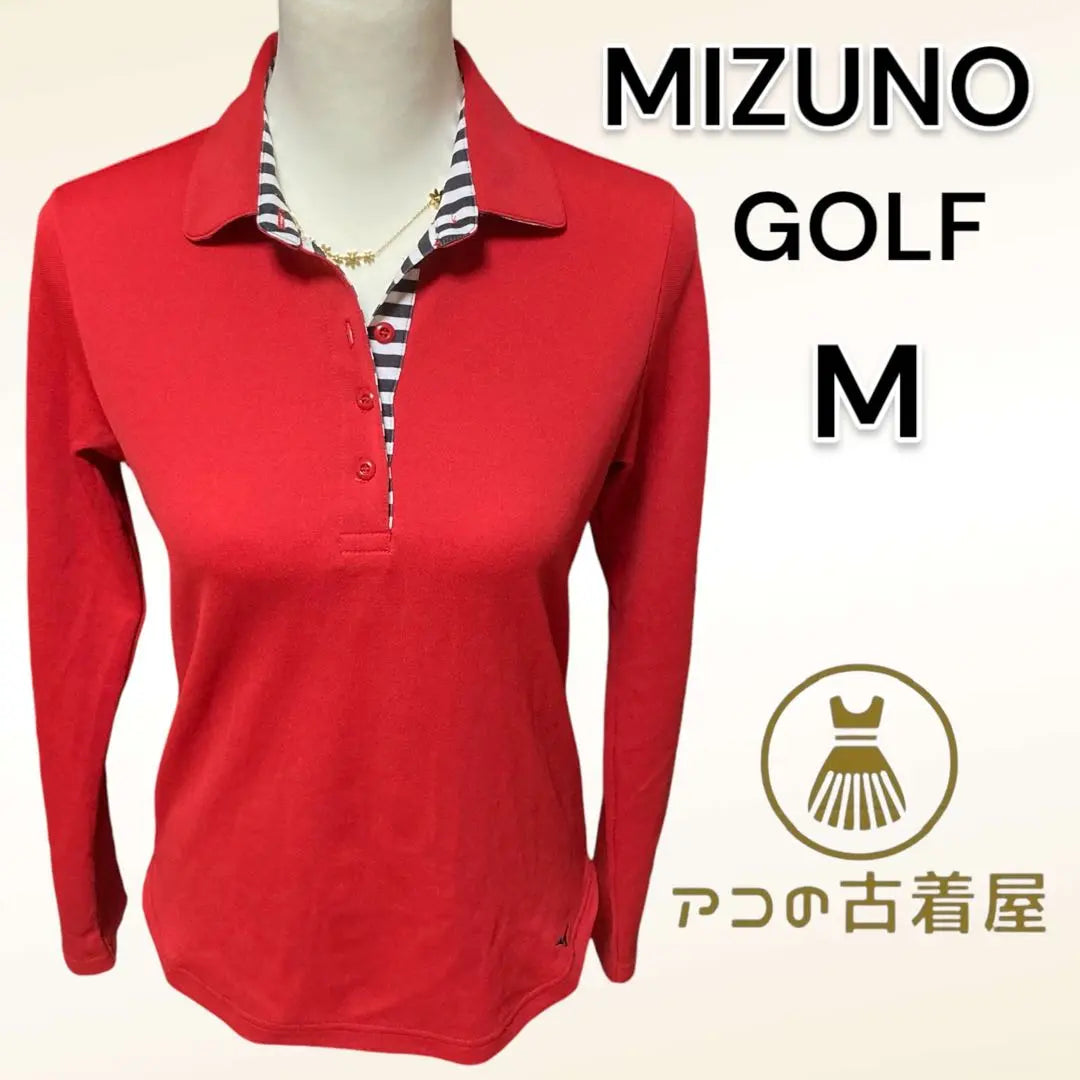 MIZUNO GOLF Tops Polo Camisa de manga larga para mujer Rojo M