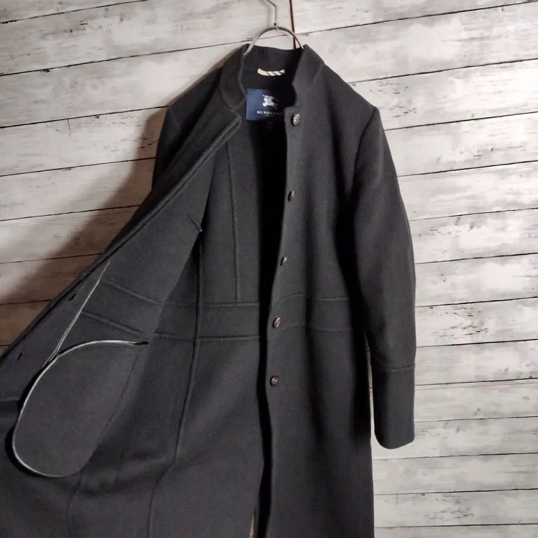 Burberry London Stand Color Chester Court Long Coat Wool Black | バーバリーロンドン スタンドカラー チェスターコート ロングコート ウール 黒