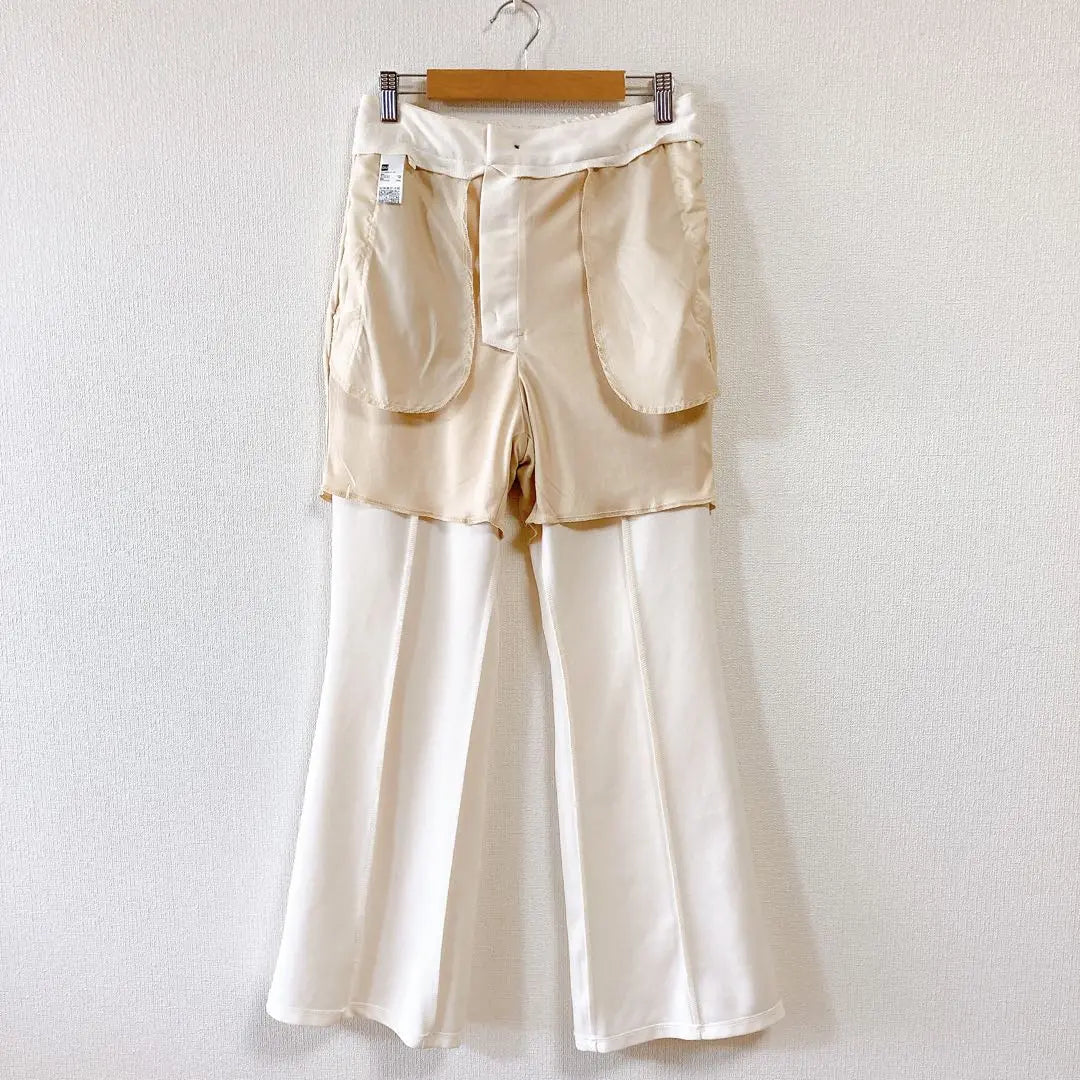 ◇GU◇GU【L】Cut and sew flare slacks pants, beautiful legs, stretchy material