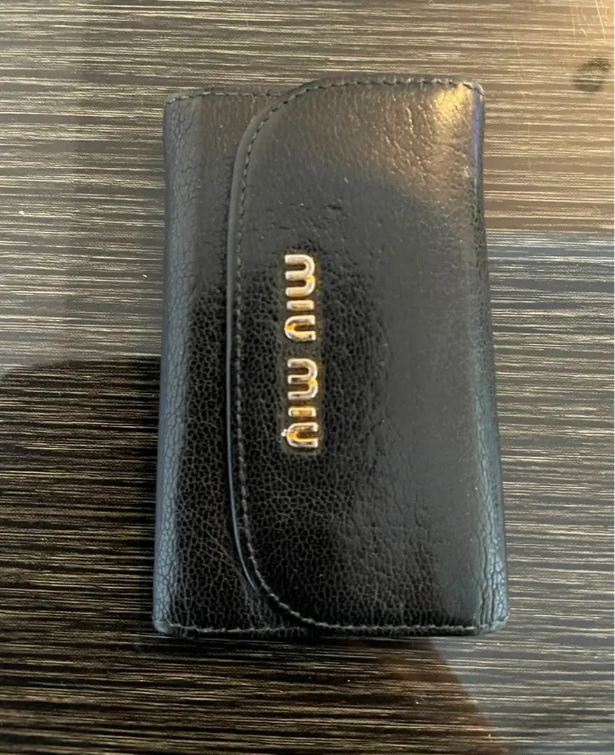 Miu miu black leather key case