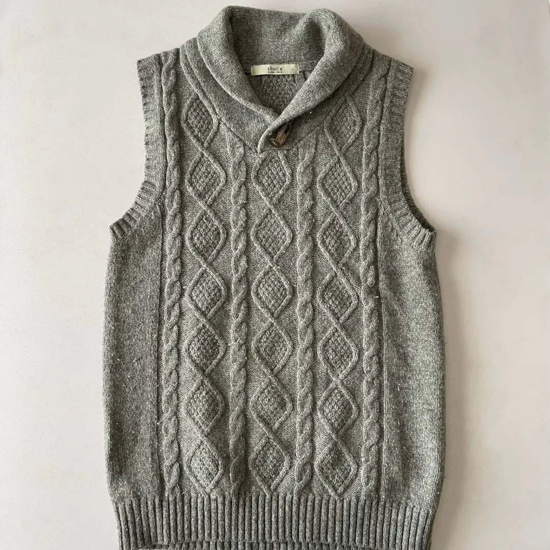 *Suka Global Work Grey Cable Knitted Vest