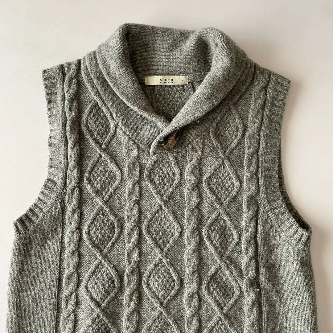 *Suka Global Work Grey Cable Knitted Vest