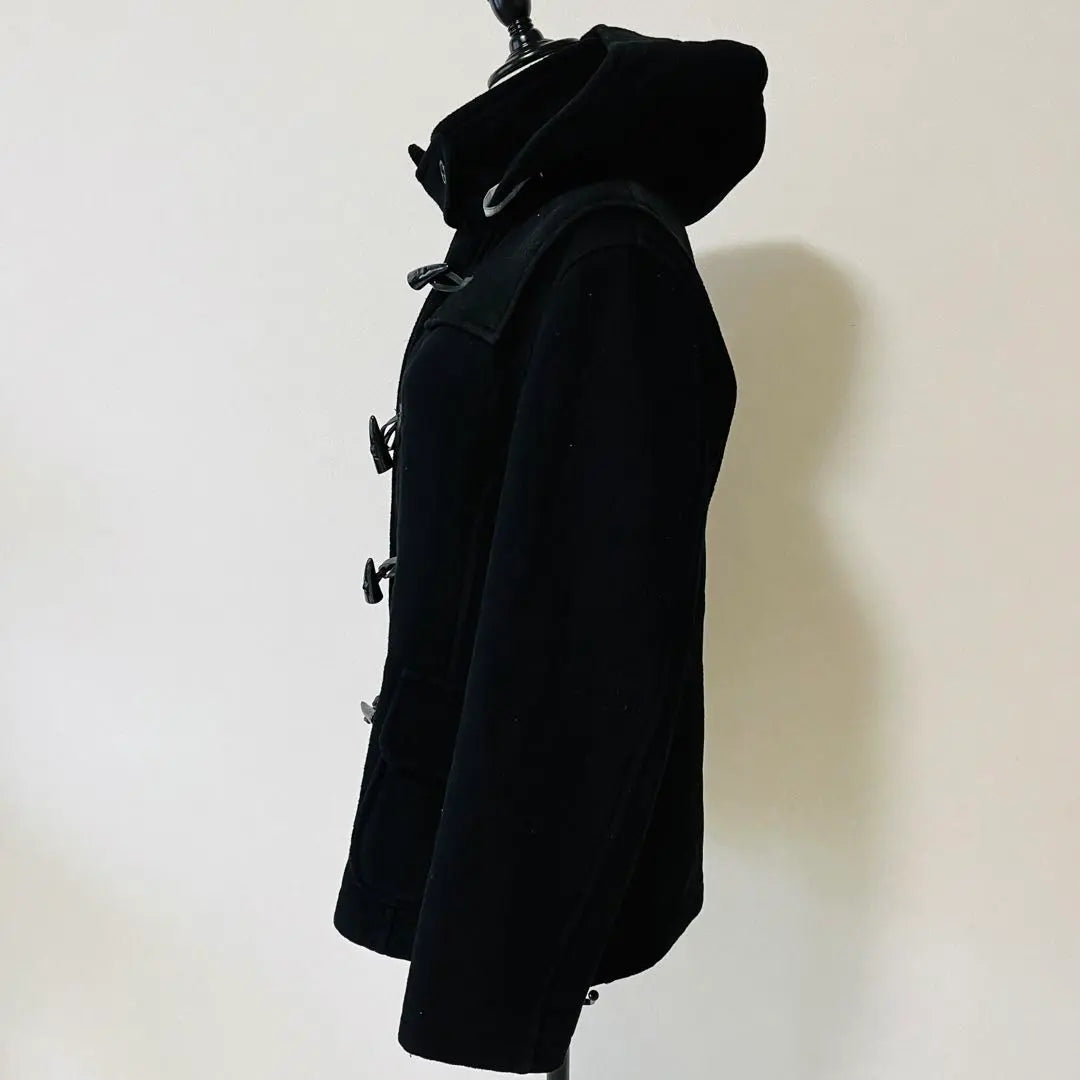 Off -on black thick wool blend full zip hoody duffel coat | オフオン 黒 肉厚 ウールブレンド フルジップ フーディ ダッフルコート