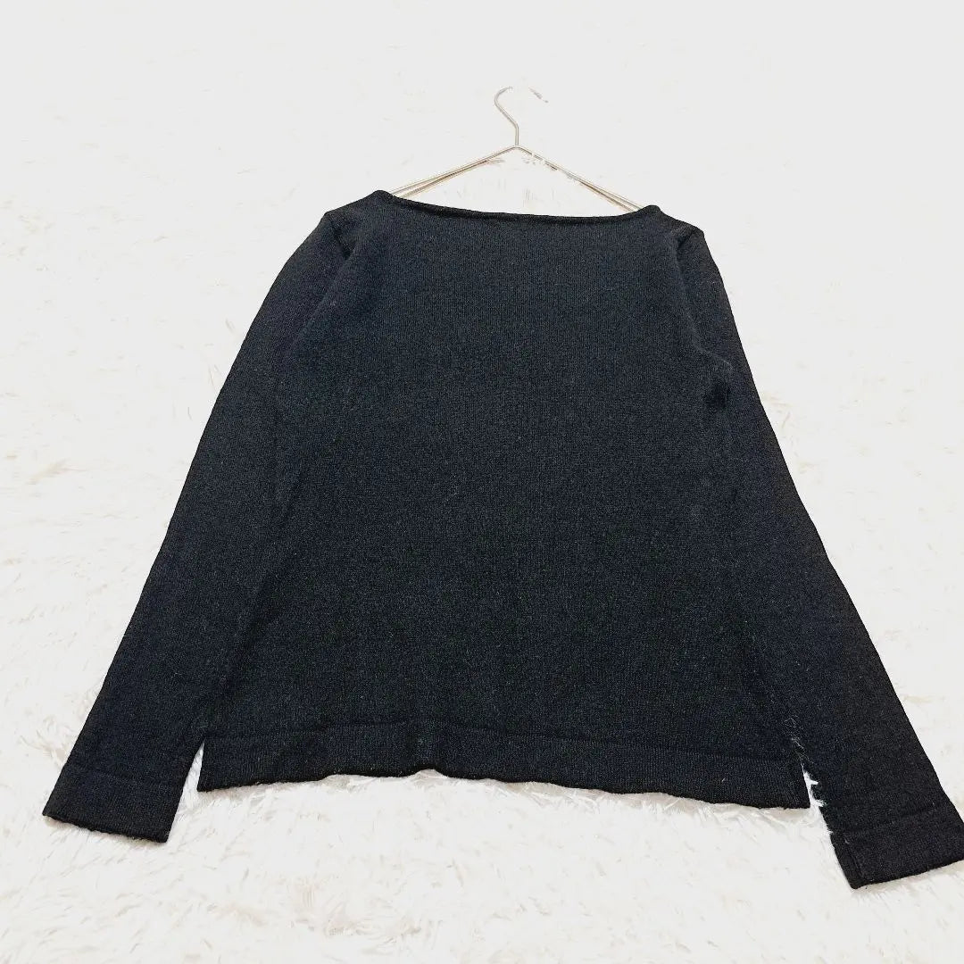 [TABASA] TABASA Wool 100 Knit Sweater Black Embroidered Pattern | 【タバサ】TABASA　ウール100ニットセーター　黒　ブラック　刺繍模様