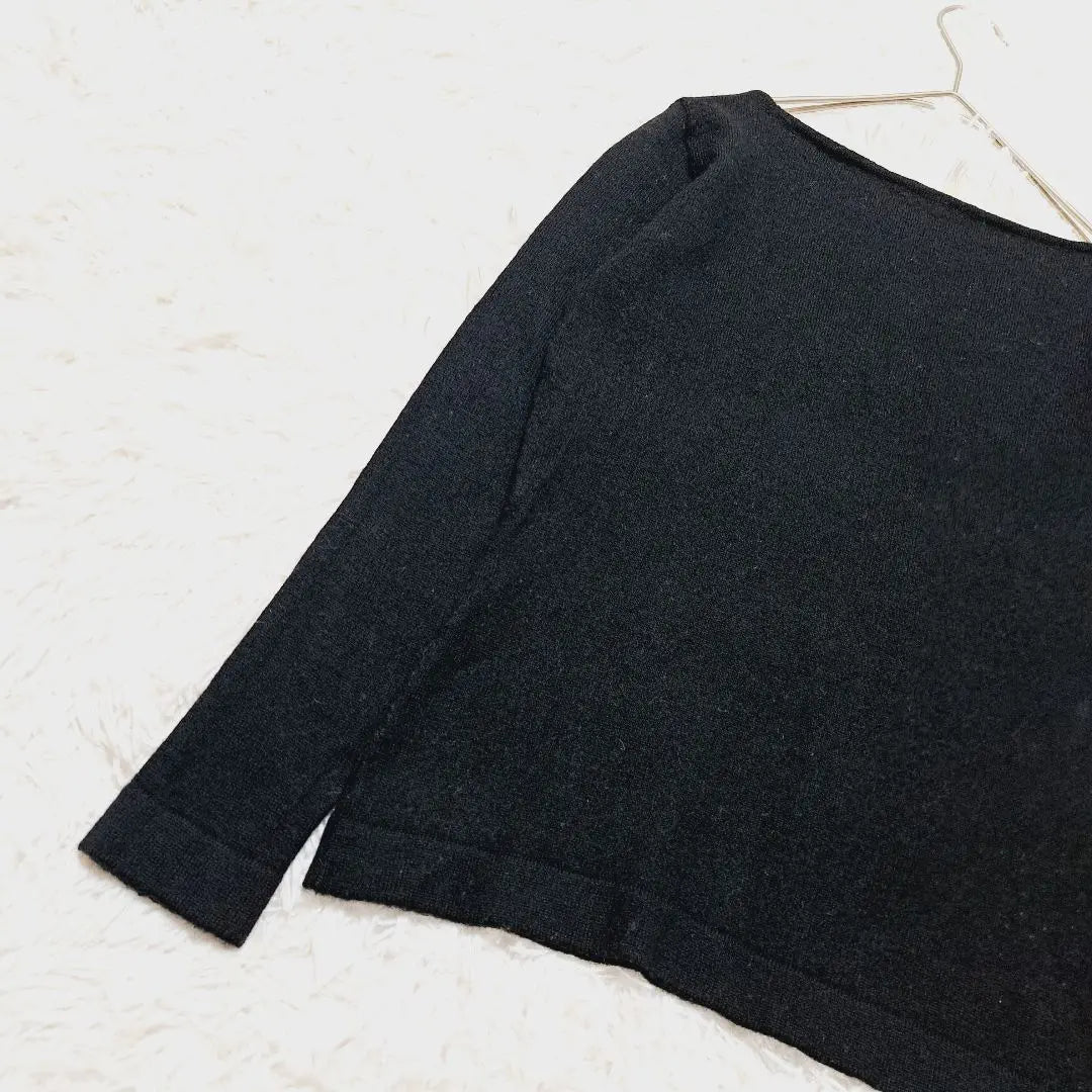 [TABASA] TABASA Wool 100 Knit Sweater Black Embroidered Pattern | 【タバサ】TABASA　ウール100ニットセーター　黒　ブラック　刺繍模様