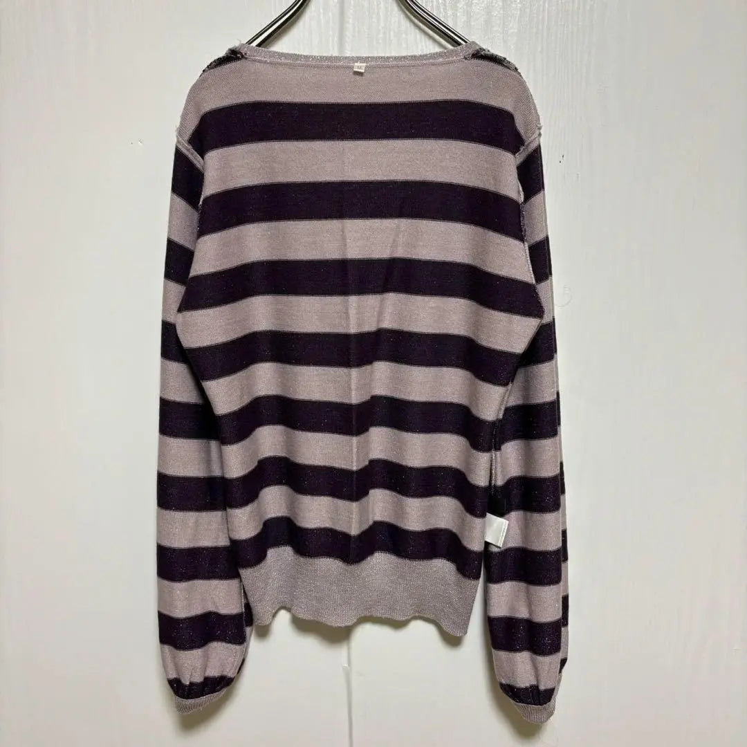 ●[DIVAVITA Nissen] Border knit sweater (L L) High cage glitter