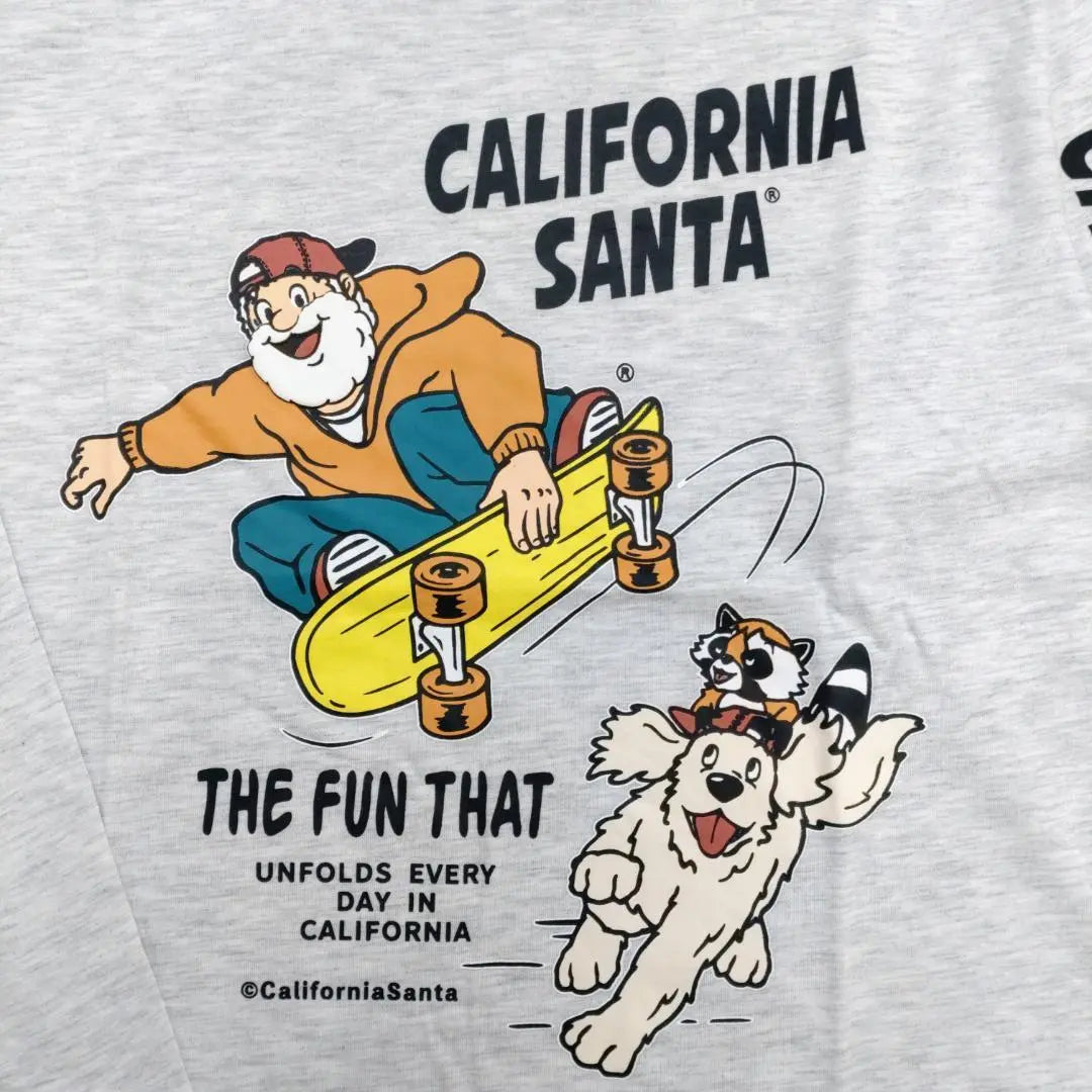 Nueva camiseta de manga larga grande de California Santa de Squidboard gris claro de 4 l