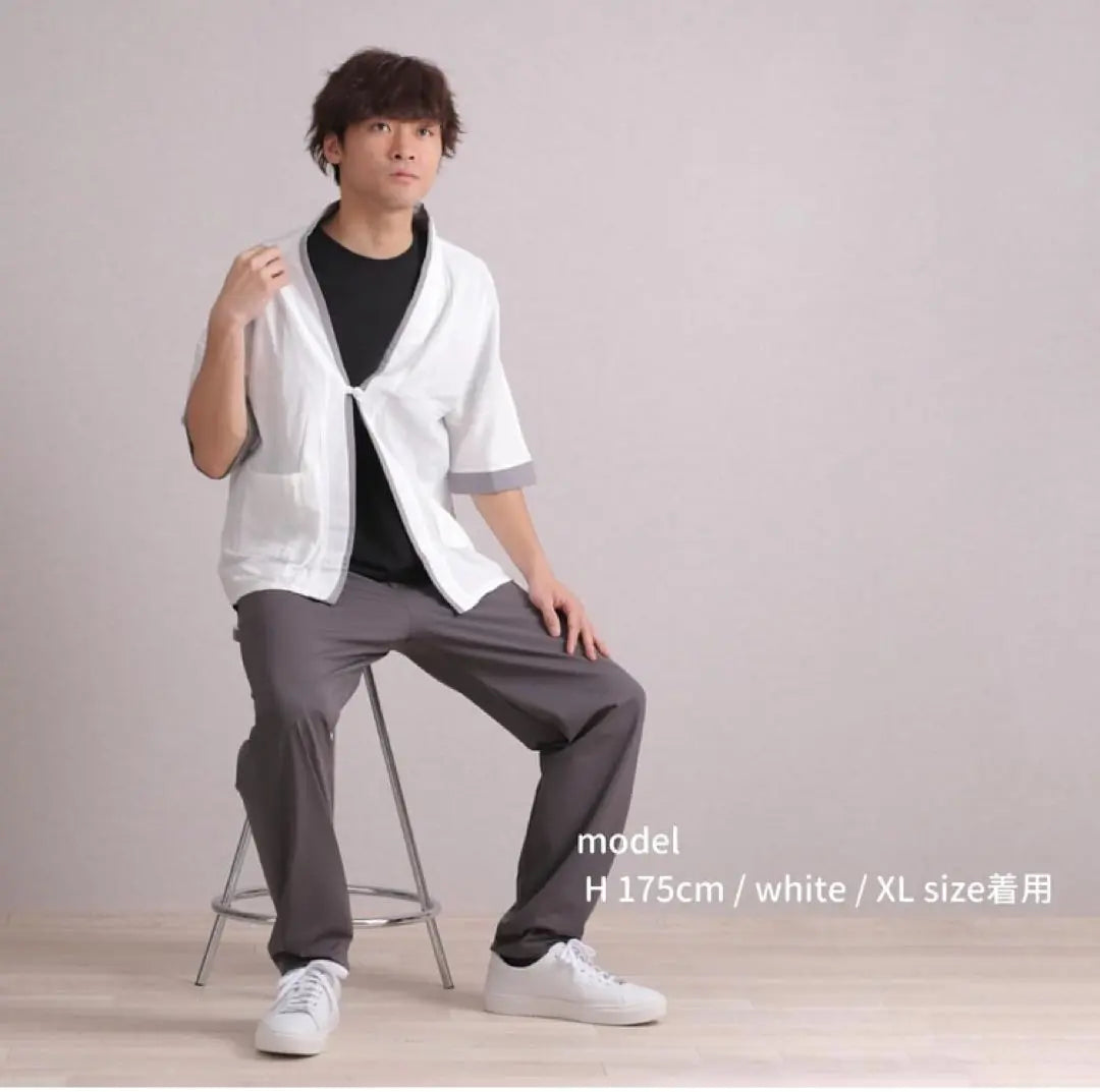 Summer clothes for men cardigan [A smooth texture like linen] Summer thin shirt