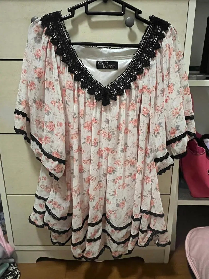 CECIL Mc BEE Princess Gal Tunic Heisei Gal Floral Pink Little Devil | CECIL Mc BEE 姫ギャル チュニック 平成ギャル 花柄 ピンク 小悪魔