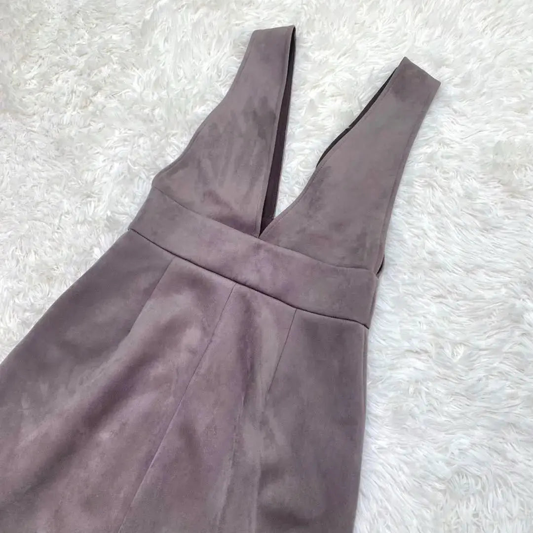 [Zara] Gray V-neck suede-style overalls dress sleeveless (S)