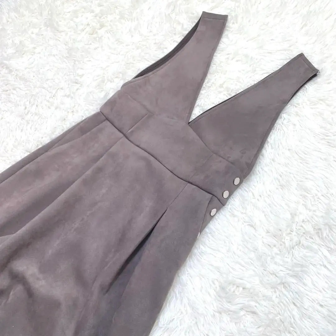 [Zara] Vestido peto estilo antelina gris escote pico sin mangas (S)